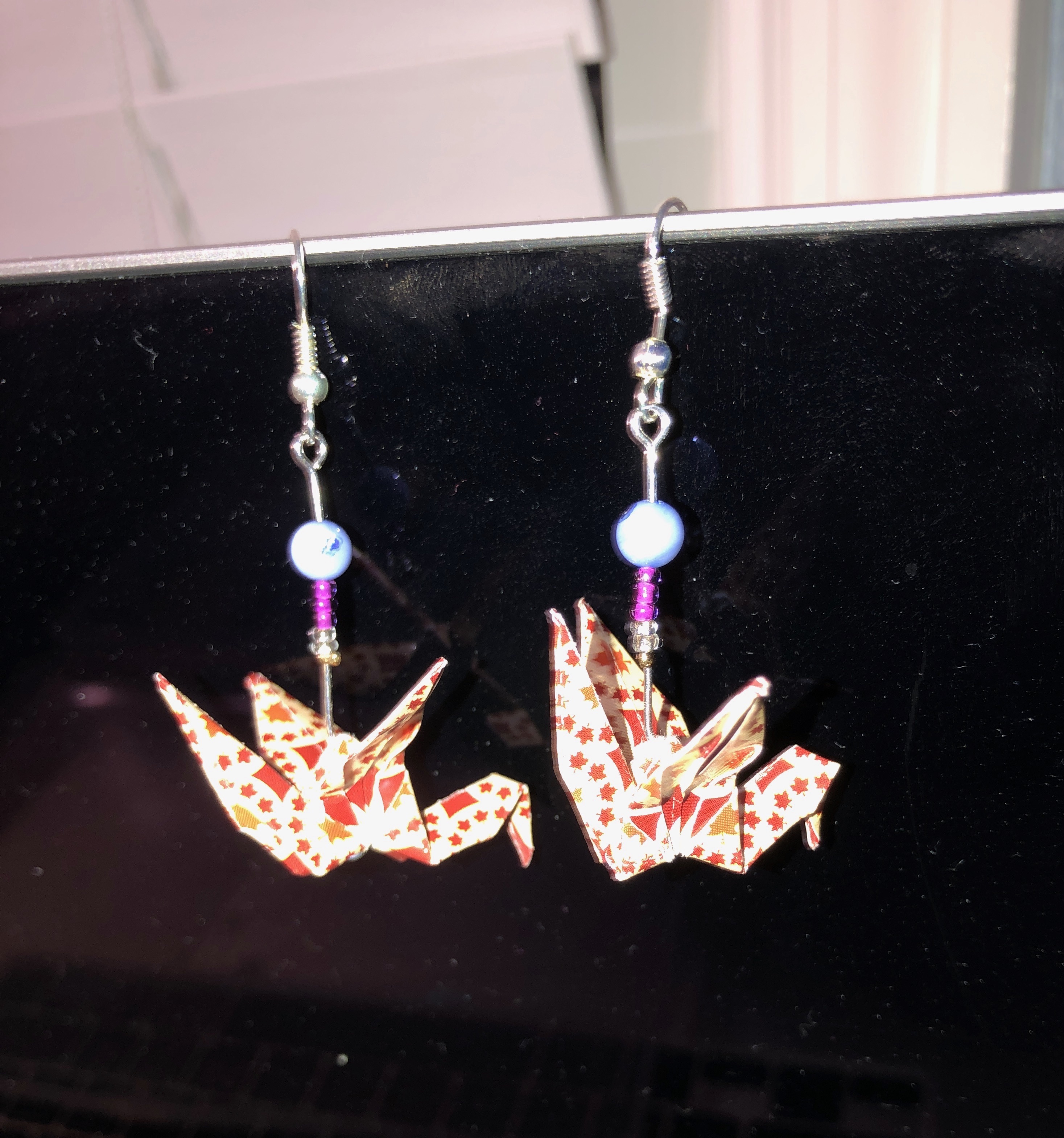 origami crane earrings