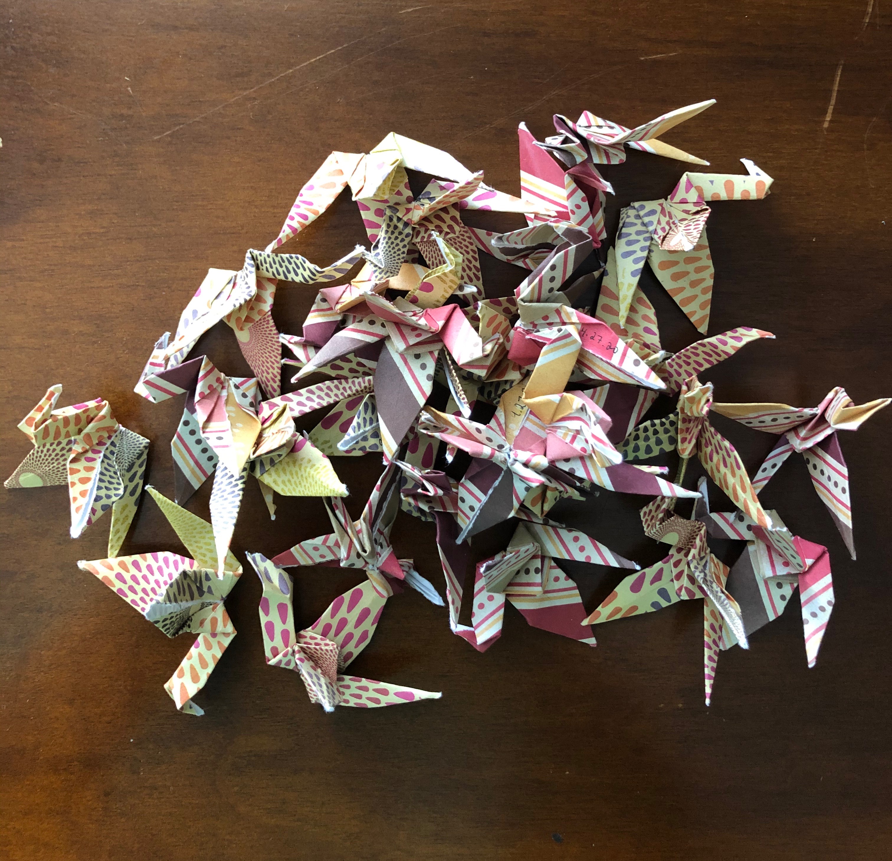 colorful origami cranes